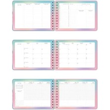 Ecosell 2026 Dikey Haftalık Ajanda – Yatay A5 Formda Spiralli Sert Kapak Haftalık Ajanda 21X15 cm Bulut