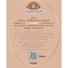Ecosell Hamam House Turkish Hamam Doğal Süngerli Gül Kokulu Sabun, 140 Gram, Tüm Ciltler Için