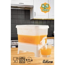 Stile Cucina 4,5 Litre Musluklu ve Ayaklı Buzdolabı Su Limonata Sebili Beyaz Sebil