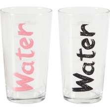 Şık Siyah ve Pembe 570 ml Su Bardakları 2'li Set