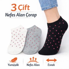 Güçlü Çorap 3lü Mini Çiçek Desenli Kadın Çorabı ( Pamuklu)