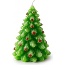 Ecosell Ağacı Şekilli Dekoratif Mum – El Yapımı Koku Yaymayan Yılbaşı Temalı Masa ve Ev Süsü Mum (Tekli)