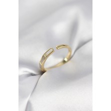 Eco Lounge Gold Renk Sedefli Çubuk Model Kadın Yüzük