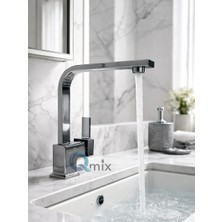 Qmix KARE PİRİNÇ GÖVDE ÇİFT SU GİRİŞLİ LÜX BANYO LAVABO BATARYASI-ÜST KALİTE