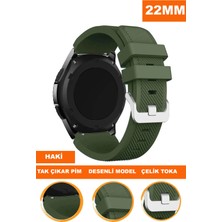  xiaomi mi watch s1-s2 yuvarlak kasa uyumlu 22mm desenli soft silikon saat kordonu kayışı a57-hakı