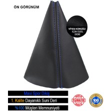 Ruselland Renault 19 Europa Siyah Deri Özel Yeni Tasarım Mavi Spor Dikiş Vites Körüğü