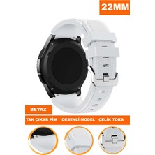  samsung gear s3 classic frontier uyumlu 22mm desenli soft silikon saat kordonu kayışı a57-beyaz