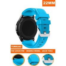  samsung gear s3 classic frontier uyumlu 22mm desenli soft silikon saat kordonu kayışı a57-turkuaz