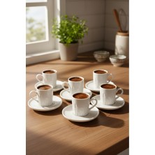 Şık 6 Kişilik Kahve Fincan Takımı, 110 Ml, Zarif ve Dayanıklı