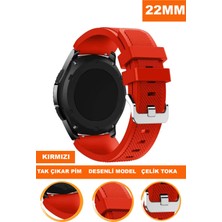  samsung gear s3 classic frontier uyumlu 22mm desenli soft silikon saat kordonu kayışı a57-kırmızı