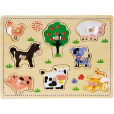 Ecosell Tahta Raptiyeli Bultak Puzzle Çiftlik Hayvanları 8 Parça
