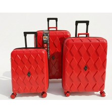 Trend Pp Polipropilen Kırılmaz Kabin & Orta & Büyük Boy 3'lü Valiz Seti (Kırmızı)