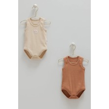 Caramell Basıc Kaşkorse Kolsuz Kız Ikili Body  - Bej - 56-62 cm Bej