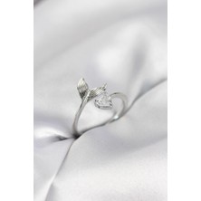 Eco Lounge Balık Kuyruğu Model Gümüş Renk Zirkon Taşlı Kadın Yüzük