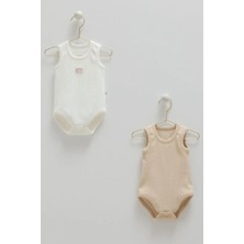 Caramell Basıc Kaşkorse Kolsuz Kız Ikili Body  - Ekru - 62-68 cm Ekru