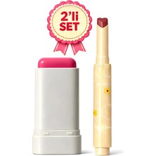 Gege Bear 2'li Set Yoğun Renk Veren Asansörlü Stick Allık & Kalp Uçlu Özel Tasarım Ruj