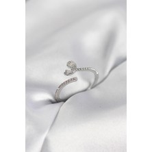 Eco Lounge Gümüş Renk Pirinç Kuyruklu Kalp Model Kadın Yüzük