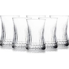 Ecosell 6’lı Kristal Desenli Cam Çay Bardağı Seti – 160 ml Ince Belli Modern Tasarım – Dayanıklı Cam Bardak – Şık ve Zarif Sunum Için Çay ve Kahve Bardağı
