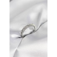 Eco Lounge Gümüş Renk Motif Desenli Zirkon Taşlı Kadın Yüzük