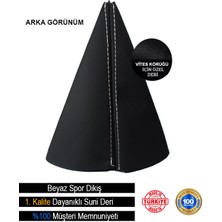 Ruselland Hyundai Matrix Siyah Deri Özel Yeni Tasarım Beyaz Şerit Spor Dikiş Vites Körüğü