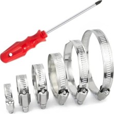 Ecosell 1 Adet Yıldız Tornavida,12 Adet Paslanmaz Çelik Hortum Kelepçeleri Sıralama Kiti, 1/4-2 Inç (6-51 Mm) Ayarlanabilir Solucan Dişli Boru Hortum Kelepçesi Yakıt Hattı, Sıhhi Tesisat, Otomotiv, Bahçe, Tüp