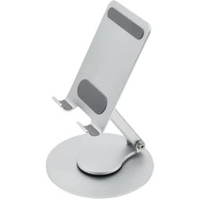 Ecosell 360° Döner Telefon Tablet Standı – Ipad,, ve Tüm Cihazlarla Uyumlu Ayarlanabilir Masaüstü Tutucu | Yüksek Stabilite, Çok Açılı Görüntüleme Gümüş