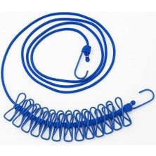 Ecosell Portatif Seyahat Çamaşır Ipi, 12 Adet Sabit Mandallı Lastikli Esnek Tasarım, Kolay Kurulum Için Metal Kancalı, Kamp, Balkon, Otel, Yurt ve Ev Içi Kullanıma Uygun Pratik Çamaşır Asma Askısı