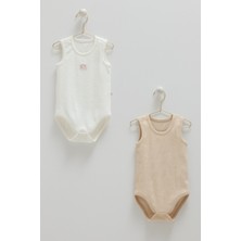 Caramell Basıc Kaşkorse Kolsuz Çıtçıtlı Kız Ikili Body  - Bej - 86-92 cm Bej