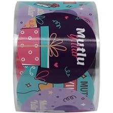 Ecosell , Hazır Al Hızlı Al Mutlu Yıllar Etiketi 5cm Çapında 500 Adet, Doğum Günü, Yılbaşı Gecesi ve Nice Yaşlar Için Kuşe Etiket