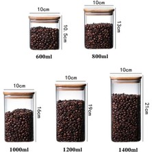 Ecosell 1400ML Sızdırmaz Vakumlu Bambu Kapaklı Borosilikat Cam Kavanoz – Hava Geçirmez & Dayanıklı Gıda Saklama Kabı (10CM x 21CM)