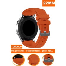  xiaomi mi watch s1-s2 yuvarlak kasa uyumlu 22mm desenli soft silikon saat kordonu kayışı a57-turuncu
