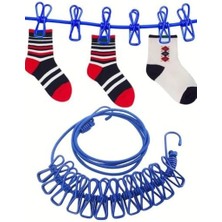 Ecosell 12 Adet Mandallı Taşınabilir Elastik Balkon Koridor Ev Koridor Yatak Odası Ofis Çamaşır Asma Ipi