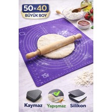 Yeterx 50X40 cm Büyük Boy Silikon Hamur Açma Matı Kaymaz Yapışmaz Ölçü Çizgili Hamur Yoğurma Pasta Pizza Matı