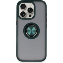 Ecosell 16 Pro ile Uyumlu Arka Kısmı Mat Şeffaf Yapıya Sahip Manyetik Yüzük Stantlı Kenarları Silikon Tpu Malzemeden Üretilmiş Renkli Tuşlara Sahip Kamera Korumalı Transparan Kılıf (Yeşil)