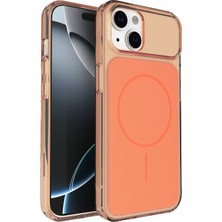 Fuchsia iPhone 14 ile Uyumlu Bruma Magneticsafe Kapak - Turuncu