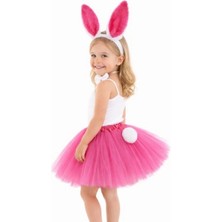 MiraLive Fuşya Tavşan Kostüm Seti Kız Çocuk – Tütü Etekli 4 Parça