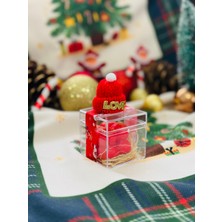 Yılbaşı Hediyesi Dekoratif El Yapımı Kutulu Küçük Bubble Mum Love Şapkalı 3 Adet