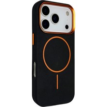 Fuchsia iPhone 17 Pro Max ile Uyumlu Luno Deri Magneticsafe Kapak - Siyah