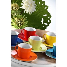 Renkli 12 Parça 6 Kişilik Kahve Fincan Takımı, Şık ve Zarif Tasarım