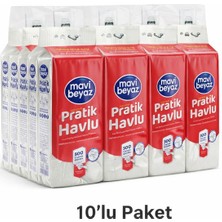 Mavi Beyaz Pratik Havlu 500 Yaprak - Yeni Nesil Çok Amaçlı Kağıt Havlu (Asma Aparatı Hediyeli) - 10 Adet