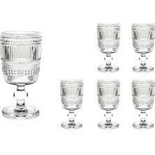 Şeffaf Kristal Kesimli 6'lı Ayaklı Cam Bardak 210ML Seti