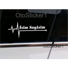 Ruselland Isme Özel Nabız Kalp Atış Ritim Özel Yeni Sticker 2 Adet Beyaz 16*7 cm