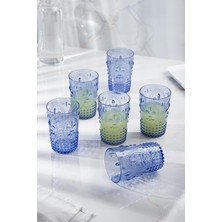 Mavi Akrilik 6'lı Kısa Su ve Kahve Bardağı 400 ml