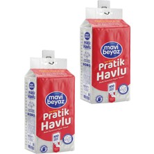Mavi Beyaz Pratik Havlu 500 Yaprak - Yeni Nesil Çok Amaçlı Kağıt Havlu (Asma Aparatı Hediyeli) - 2 Adet