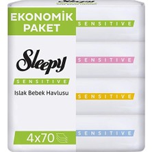 4 Adet Sleepy Sensitive Ekonomik Islak Mendil 4X70'LI