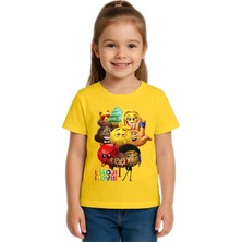 Sedirli Unisex Emoji Baskılı Çocuk Tişört Pamuklu Penye Kumaş