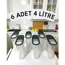 6'lı Set 4l Sızdırmaz Erzak ve Bakliyat Saklama Kabı Kiler Kutusu