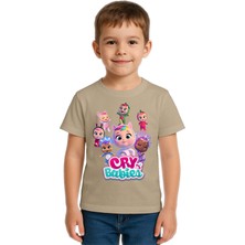 Sedirli Unisex Cry Babies Baskılı Çocuk Tişört Pamuklu Penye Kumaş