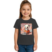 Sedirli Unisex Ayıcık Panda Baskılı Çocuk Tişört Pamuklu Penye Kumaş
