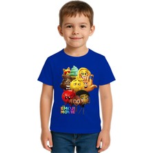 Sedirli Unisex Emoji Baskılı Çocuk Tişört Pamuklu Penye Kumaş